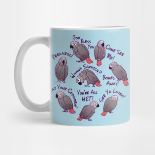 African Grey Parrots Funny Talking Sayings T-shirt Mug